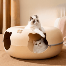 고양이 터널 커튼 블록 미로 종이 숨숨 치즈 하우스 봉투 바스락 캣터널 팝콘 도넛 원목, M-50*50*20cm (권장체중 8근 이내), 옵션8