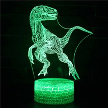 아크릴 테이블 램프 3D 착시 공룡 T-렉스 야간 램프 터치 원격 USB LED 조명 홈 룸 장식 야간 조명 어린이 선물, SS-22, Black base 7 color