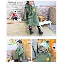 비오는날 외출 깜찍한 아이 망토 우비 새해선물 역할놀이 교구, 카키S