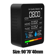 라돈측정기 다기능 5 인 1 CO2 측정기 디지털 이산화카본 USB 공기 HCHO 감지기 가스 분석기 온도 습도 품, [01] 5 in 1 Black