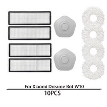 청소기 부품 호환 헤드 교체 물걸레 Dreame Bot W10 자동 청소 로봇 진공 액세서리 메인 사이드 브러시 커버 HEPA 필터 걸레 천 예비, 04 10pcs