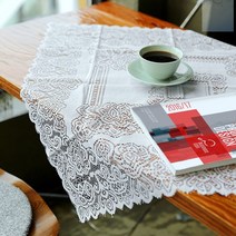 socean 크로쉐 테이블보 플라워 식탁 러너 그레이스 80x80 꽃무늬 화이트 식탁보 촛대 액자 매트 장식 콘솔 러너 협
