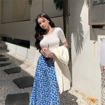 셀러허브 패션 [] 여자 여름 여리핏 20대 30대 깔끔 모찌 스퀘어 반팔티