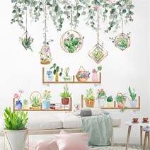 Creative Potted Culture Wall Stickers DIY Plants Leaves Decals for Living Room Kitchen Kindergarten, 03 leaves and potted