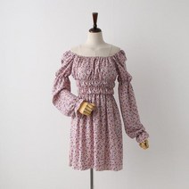 플라워 오프숄더 원피스 1050116DRESS 쉬폰 레이스원피스 아이보리 Ivory 민트 Mint 네이비 Navy 캐주얼