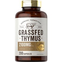 풀을 먹인 쇠고기 흉선 2100mg | 200 캡슐 | 건조된 목초지에서 자란 소 보충제 | 비 gmo 글루텐 무료 | by 허브 농장