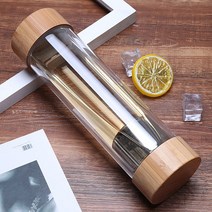 이중유리 티텀블러 400ml 거름망 휴대보틀 보온병, 단품