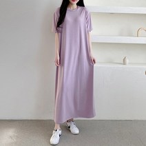 쏭걸 여름 빅사이즈 롱 원피스 홈웨어 반팔 면원피스 롱티셔츠 오버핏 롱원피스 1388