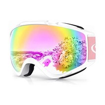 Findway 스키 고글 OTG - 남 여 청소년용 오버 안경 스노우/스노보드 100% 자외선 차단, B10-white Frame Revo Pink Lens