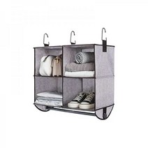 StorageWorks 의류 봉이 있는 걸이식 옷장 정리함 4섹션 걸이 선반 원단 브라운 및 그레이 혼합 너비 62 4cm(24 5인치) x 깊이 30 5cm(12 1인치) 높이, 믹싱 브라운과 그레이_4 Section