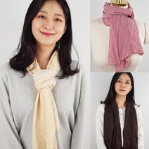 비비드 플리츠 롱 스카프 여성 가을 봄 머플러 목도리