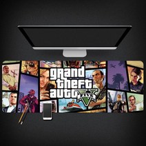 Grand Theft Auto 마우스 패드 GTA5 마우스 패드 대형 컴퓨터 게임 노트북 키보드 마우스 장패드 책상 패드 pc 게임 모바일 게임 캐릭터 마우스패드, 04_300x800mm | 4mm