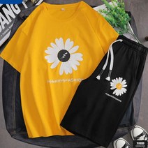 가바바 남성 반팔 트레이닝복 세트 꽃포인트로 상큼한 느낌의 여름 트레이닝복 세트 G62634