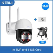 CCTV KERUI-야외 방수 무선 3MP 5MP 와이파이 IP 카메라 돔 4X PTZ 디지털 줌 홈 보안 비디오 감시, 3.6mm, 1m 5MP 64GB Card