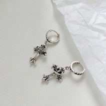 KORELAN S925 실버 니트 개성 십자가 링 귀걸이 여성 빈티지 패션 힙합 귀걸이 귀걸이 귀걸이