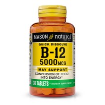 매이슨네츄럴스 비타민 B12 5000mcg 글루텐 프리 타블렛, 30개입, 1개