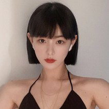 넘버원 카툰 앞머리 단발가발 여자가발 앞머리가발 트렌드가발 여자가발 앞머리가발 여성가발 맞춤가발, 블랙