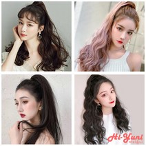 하이유니 포니테일 붙임머리 헤어 여자 여성 패션 부분 피스 가발 9종 모음, 03번 - 60cm, 네츄럴블랙