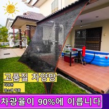 차광막 90% 튼튼한 그늘막 천막 옥상 햇빛 가림막 4면봉재, 검정색