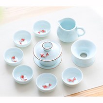 푸아이 도자기 청자 물고기 다기세트 선물용 심플 여행용 찻잔 세트PRW011, 1세트, Type_D