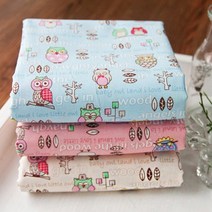 20수 순면 평직 원단 부엉이 3color, 핑크