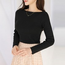 스타일온미 플리포 톡톡 골지 보트넥 슬림 니트