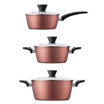 락앤락 IH 냄비 2종 세트 CAC2004S01 2p, 로즈골드, 편수 18cm + 양수 20cm + 양수 24cm