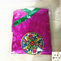 한복앞치마 전통 자수 개량한복 어린이집 보육교사 원피스형, 핫핑크