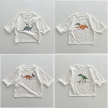 봄 유아 공룡 얇은 티셔츠 여아 남아 아기 아동 어린이 영아 다이노 티라노 실켓티 등원룩