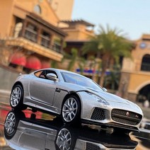 1:32 재규어 F-TYPE 쿠페 합금 자동차 모델 다이 캐스트 장난감 자동차 금속 스포츠 자동차 모델 컬렉션 사운드 라이트 어린이 장난감 선물 다이캐스트/모형, Silvery