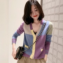 프리티글라라 여성 간절기 니트 카디건 기본핏 v넥 가디건 g-103