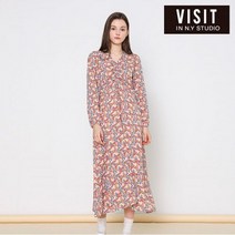 비지트인뉴욕 플로럴 셔링 원피스 VX3OPE9