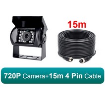 AHD 주차 보조 트럭 백업 카메라 LED IR 야간 투시경 후방 트레일러 RV용 1080P, 720P With 15M-4Pin, 07 720P With 15M-4Pin