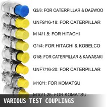 토르게이지 진공게이지 vevor 0-60mpa 유압 압력 게이지 테스트 키트 휴대용 케이스 포함 굴착기용 디지털 압력계 측정기, 8개의 테스트 커플링