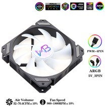 수냉식 쿨러 Wovibo RGB 120mm 팬 PWM 4 핀 사일런트 몰 렉스 컴퓨터 케이스 CPU 냉각 냉각기 Ventilador 12V DC 조정 속도, [08] Black ARGB, [03] 4Pcs, [01] WHITE