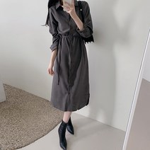 보니 스웨이드 셔츠 롱원피스
