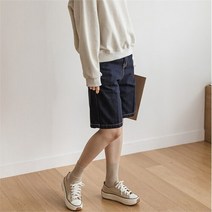 셀러허브 여성패션 [oshu] 여성 버뮤다 블루컬러 와이드 생지데님 반바지
