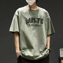순면 반팔 티셔츠 남성 프린트 루즈핏 상의