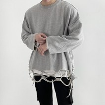 [4컬러][95~110]남자 데릴 오버핏 컷팅 구제 크롭 맨투맨