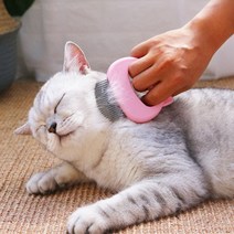 애완동물 쓰담 브러쉬 반려동물 강아지 고양이 빗 슬리커 뭉친털 죽은털 제거, 핑크