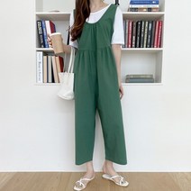 [네쥬] 여성 여름 와이드 유넥 셔링 민소매 롱 점프수트