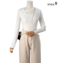 쉬즈넘버나인 초커 사선 골지 니트