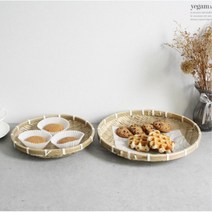 전 빈대떡 받침 접시 대나무 채반 쟁반 나물 부침요리바구니 빵바스켓