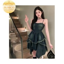 데님 원피스 청 스커트 키치룩 브이넥 휴양지 미니 다낭여행옷차림 시밀러룩 보라카이