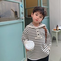 봄 가을 모녀 모자 스트라이프 칼라 티셔츠 커플 엄마 아들 딸 패밀리 룩