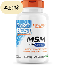닥터스베스트 OptiMSM이 포함된 MSM 1500mg 120개입 120일 ﻿메틸설포닐메탄 [미국 직배송], 1개, 120개