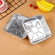 음식물처리기 케이크 용 10pcs 식품 용기 주방 용품 사각 알루미늄 호일 팬 구이 베이킹 트레이, 없음