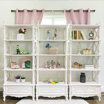 엔틱가구 화이트빈티지 모나코 책장 세트 (대), 단품