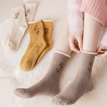 소확품 플라워 도톰양말 7종 1세트 꽃 돌돌이 기모 여성 겨울 패션 중목