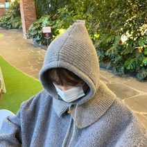 [당일출고] 바라클라바 단추 니트 남자 여자 스포츠 방한 스키 후드 머플러 넥 워머 리본 발라클라바, 블랙